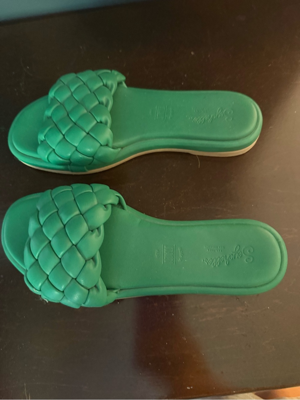 Seychelles Green Braided Slide Sandals